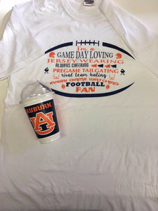 New Auburn Tigers Ultimate Fan Game Day Loving T-Shirt Inside 16oz Cup