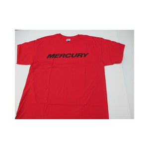 New Authentic Mercury Marine Short Sleeve Shirt Red/ Front Black Word MERCURY/ Back Black M Logo 2XL