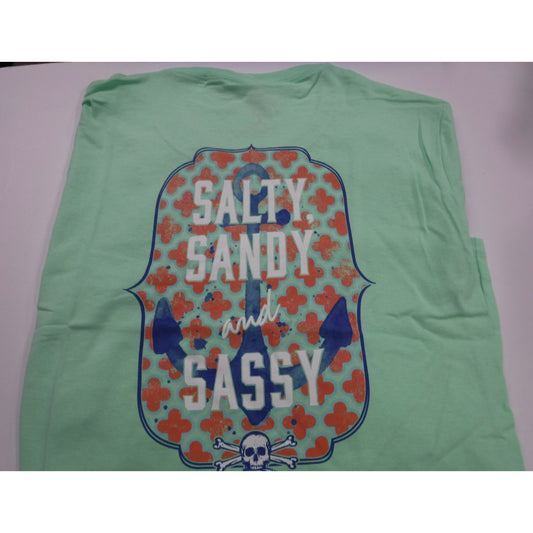 New Authentic Calcutta Short Sleeve Shirt Mint Green/ Back Salty-Sandy-Sassy Medium