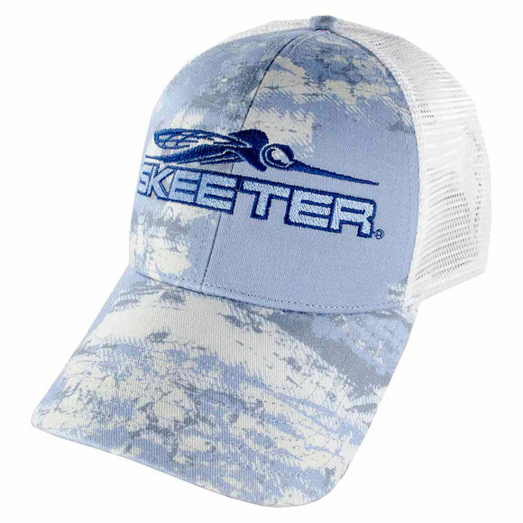 New Authentic Skeeter Simms Trucker Cap Blue Cloud Camo/White Mesh