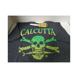 New Authentic Calcutta Short Sleeve Shirt  Heathered Denim/ Front Small Lime Logo/ Back Fish Scales Mahi