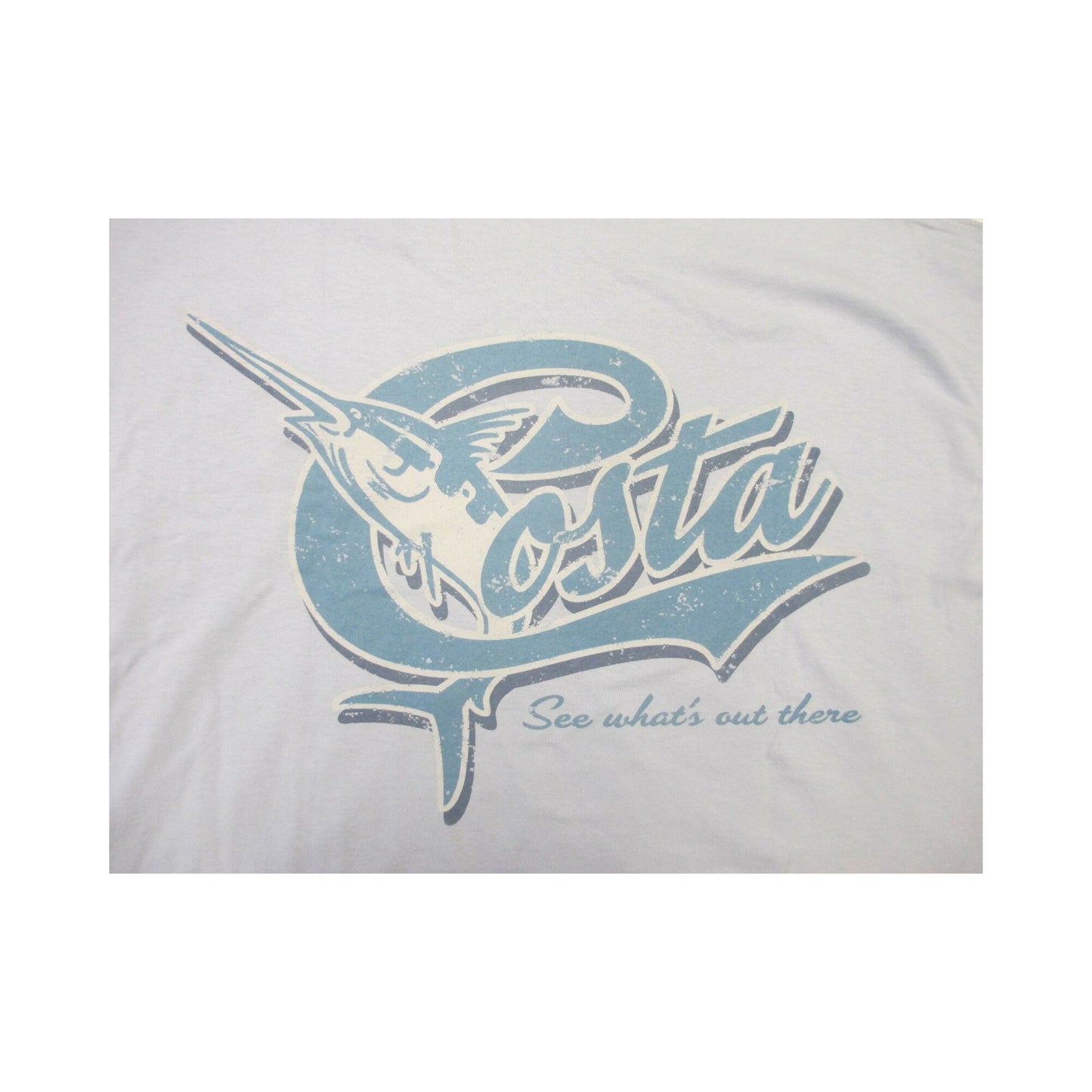 New Authentic Costa Short Sleeve T-Shirt Retro Light Blue XL