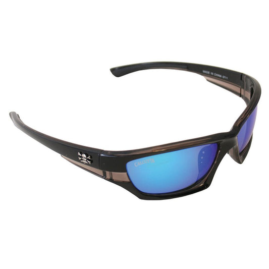 New Authentic Calcutta Long Range Sunglasses Black Frame/ Blue Mirror Lens