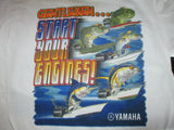 New Yamaha Short Sleeve T-shirt White/ Front Pocket Yamaha Logo/Back "Gentlemen Start your Engines"