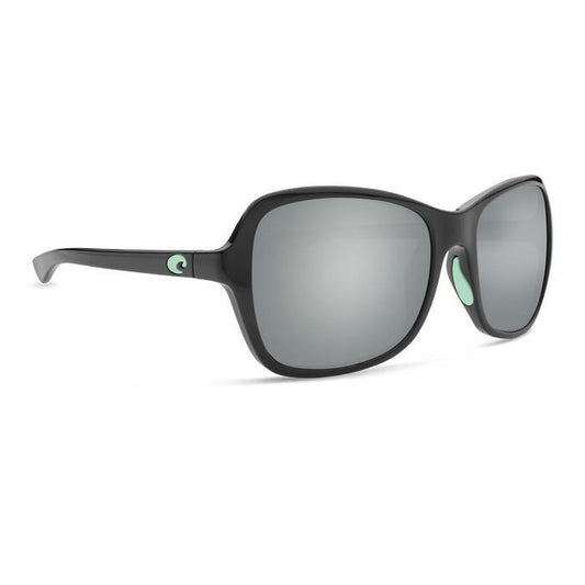 New Authentic Costa Del Mar Kare 203 Sunglasses Shiny Black w/Mint Logo w/Gray Silver Mirror Lens