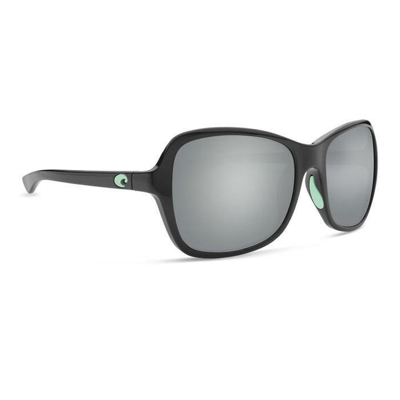 New Authentic Costa Del Mar Kare 203 Sunglasses Shiny Black w/Mint Logo w/Gray Silver Mirror Lens