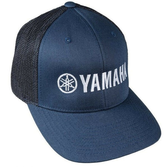 New Authentic Yamaha Mesh Flex Fit Hat Navy/Navy Mesh/ White Logo