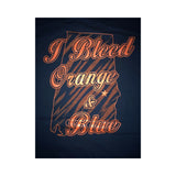 Auburn Univeristy T-Shirt/ Front Go Auburn/ Back I Bleed Orange & Blue in Orange over Tiger Print State  Large