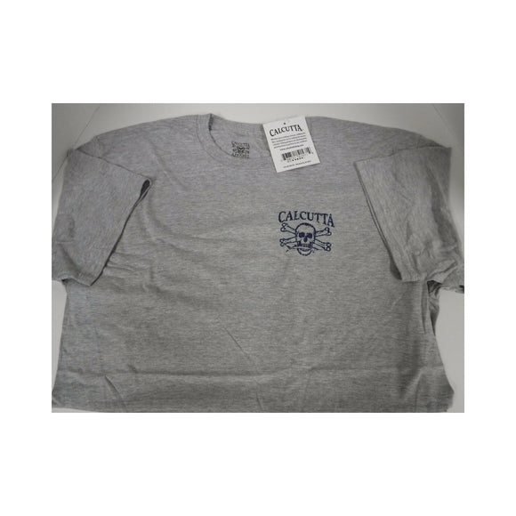New Authentic Calcutta Short Sleeve Shirt  Heather Gray/ Navy Original Logo Front and Back  P.I.T.B  Large