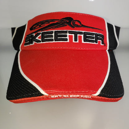 New Authentic Skeeter Visor Adjustable  Red/ Black Down Center/ Eat Sleep Fish on Band