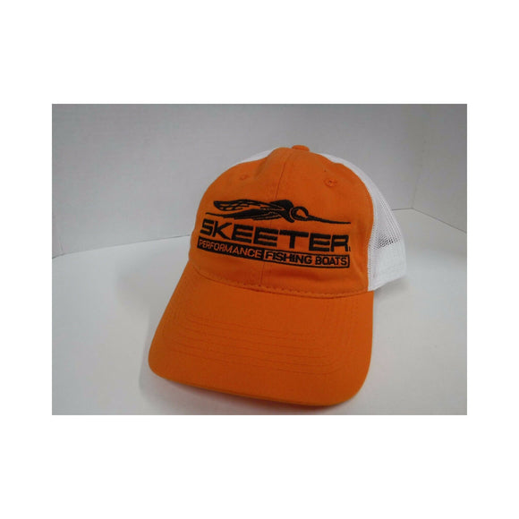 New Authentic Skeeter Richardson Hat Orange/ Baseball Style/ Back White Mesh/ Eat Sleep Fish
