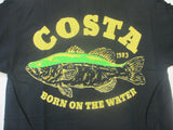 New Authentic Costa Short Sleeve T-Shirt Bass Born on the Water Black