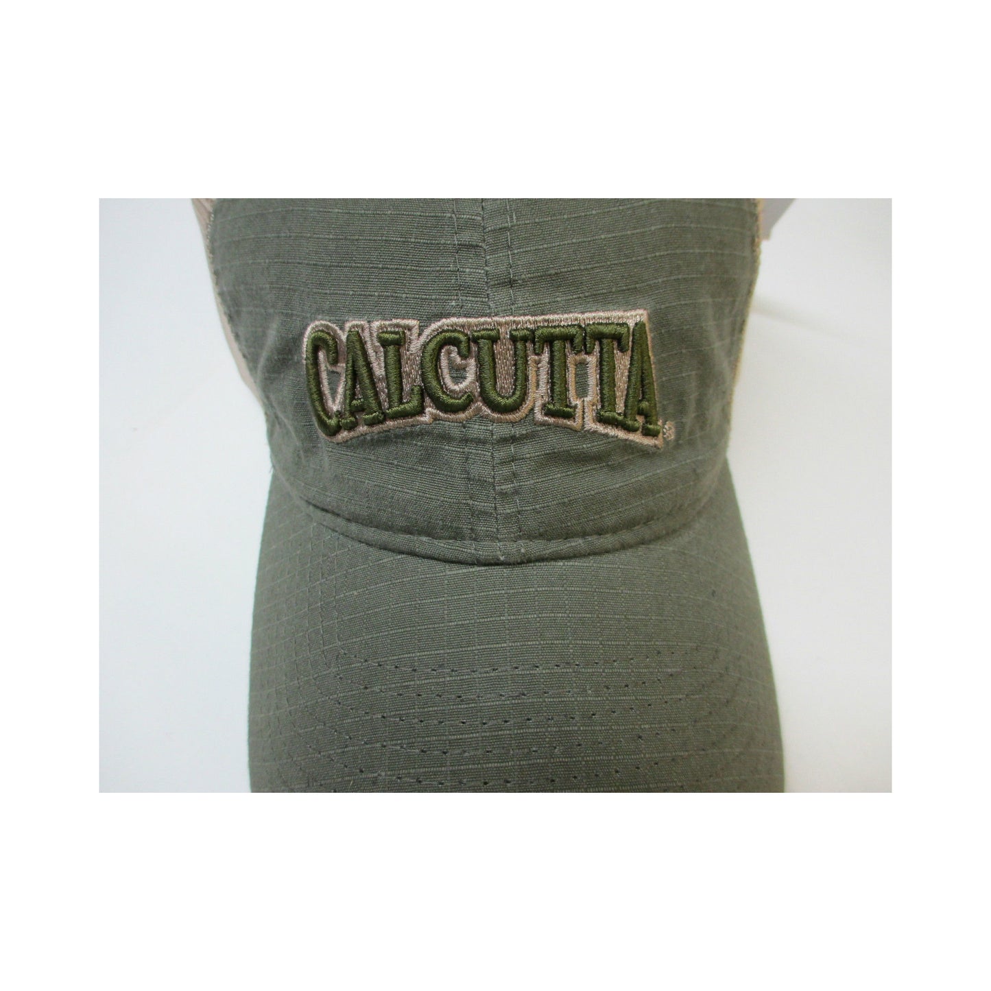 New Authentic Calcutta Hat Olive Green with Calcutta on Front Tan Mesh