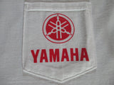 New Yamaha Short Sleeve T-shirt w/ Front Pocket w/ Yamaha Logo White with Striper Fish and Lures Large