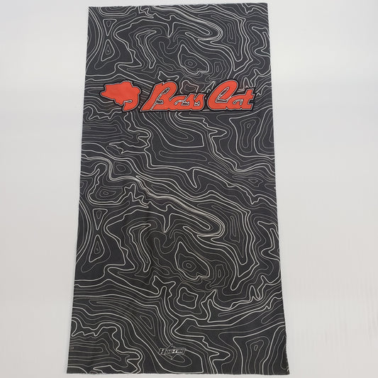 Bass Cat Hoo-rag/Gaiter-Gray Swirl/Red Logo