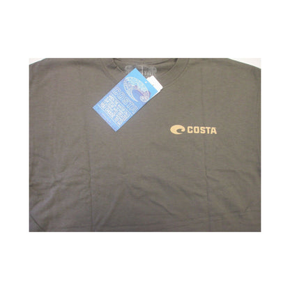 New Authentic Costa Short Sleeve T-Shirt Redfish Born on the Water Charcoal Gray XL