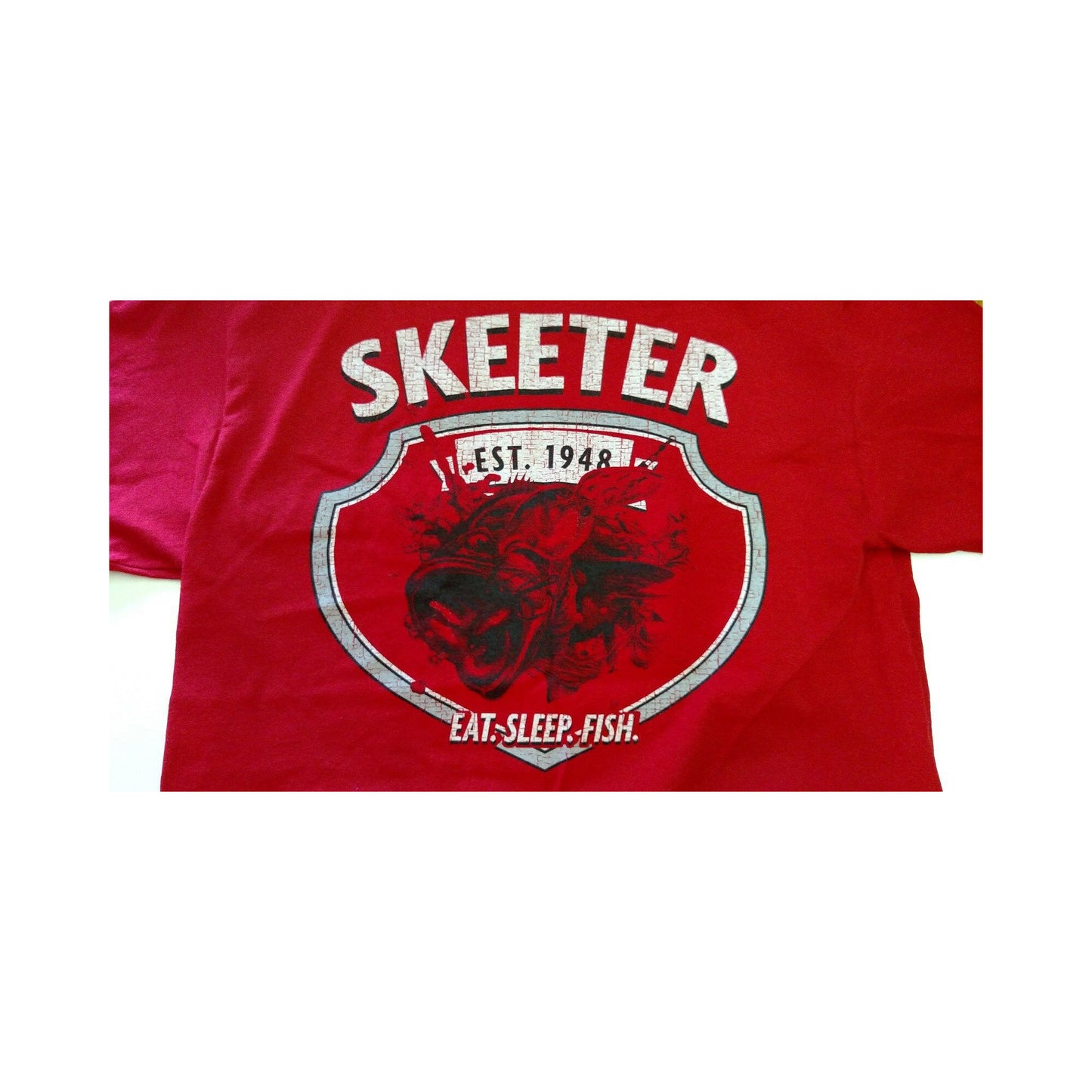 New Authentic Skeeter Short Sleeve T-Shirt Cherry Red/ Back- Medium