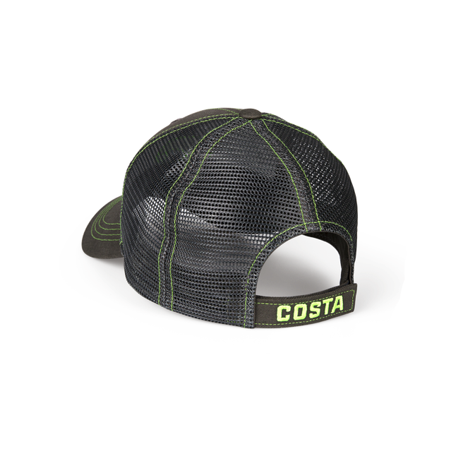 New Authentic Costa C Trucker Hat Adjustable Graphite with Neon C Black Mesh