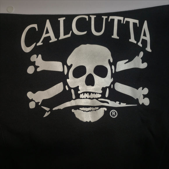 New Authentic Calcutta Black Hoodie with Front Pocket/ White Original Logo Front and Back