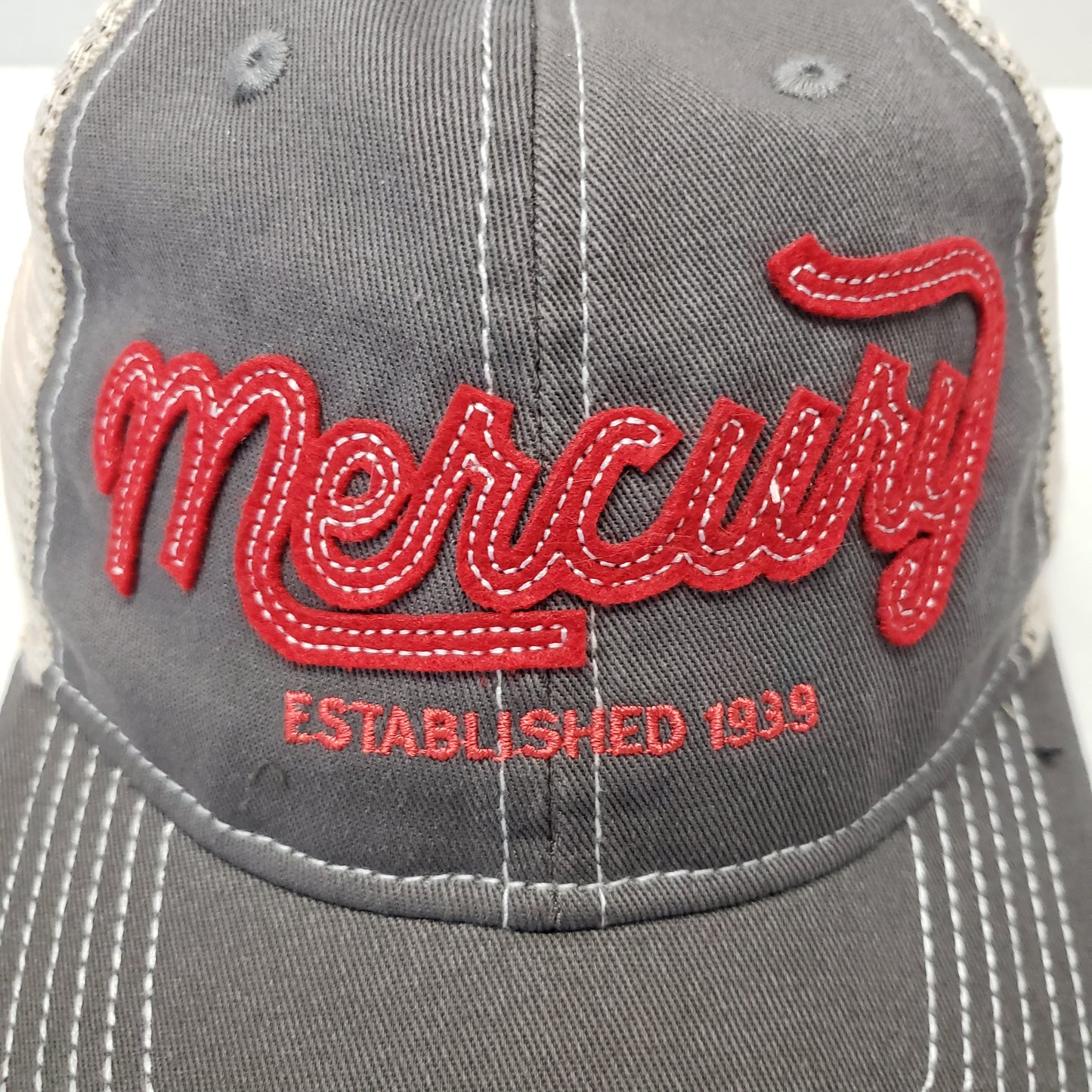 Authentic Mercury Marine Hat Gray/ Tan Mesh