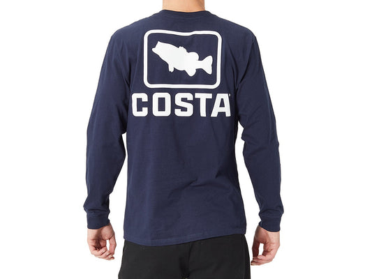 New Authentic Costa Del Mar Long Sleeve Emblem Bass Navy T-Shirt XLarge