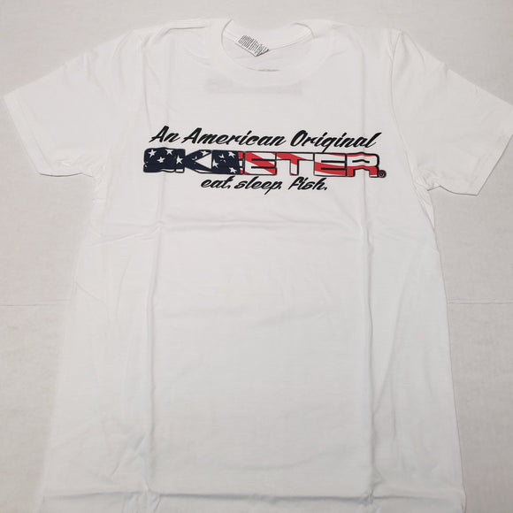 New Authentic Skeeter Short Sleeve T-Shirt White/ An American Original USA Colored Skeeter/ eat sleep fish