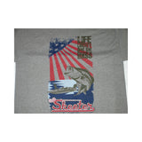 New Authentic Skeeter Short Sleeve T-Shirt Oxford Gray/ Front American Flag Bass Fish