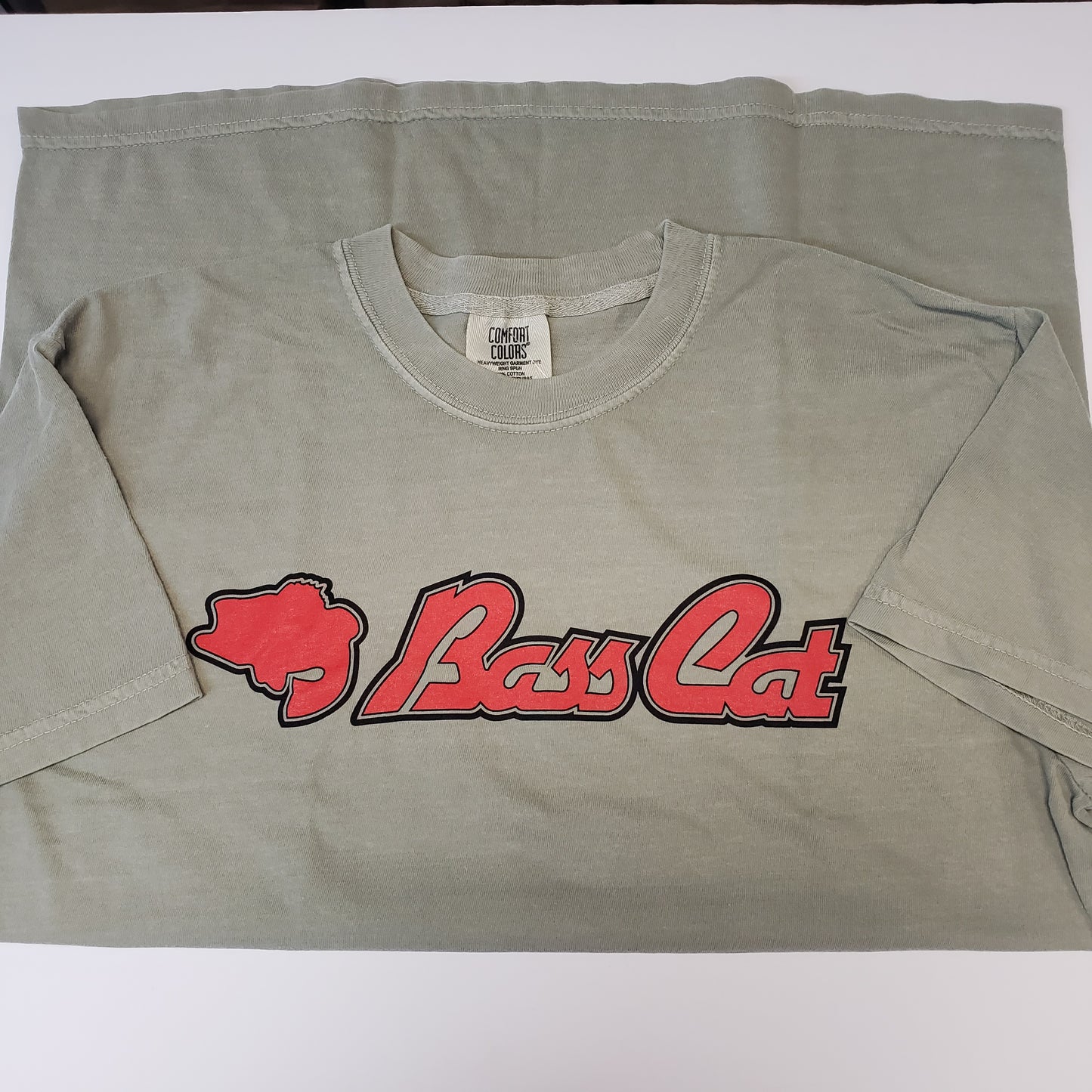 Bass Cat Comfort Color T-Shirt-Khaki Small