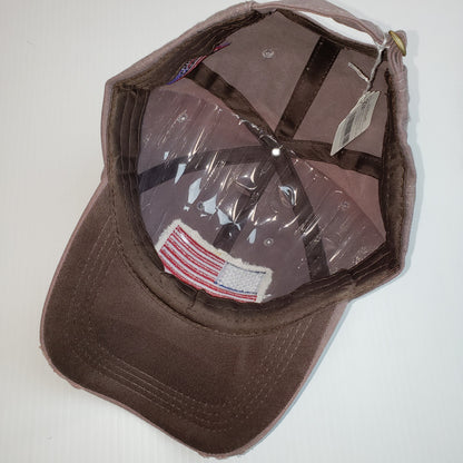 Proud American Distressed Hat w/ American Flag Patch Brown