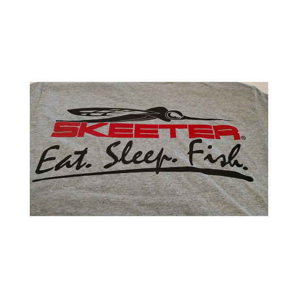 New Authentic Skeeter Short Sleeve T-Shirt/ Back Skeeter Bug Eat Sleep Fish