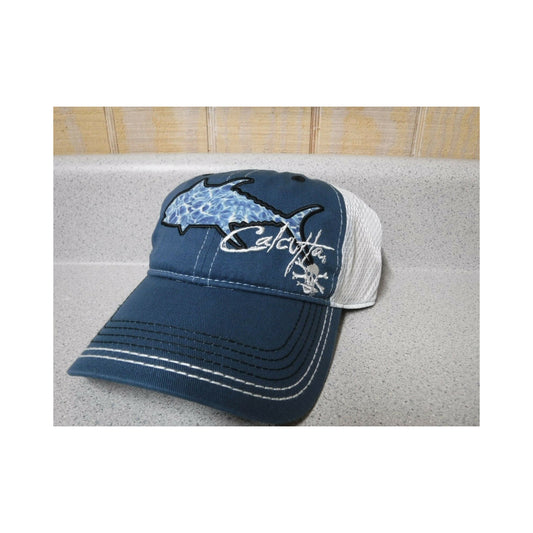 New Authentic Calcutta Low Profile Hat Blue with Watermark Tuna White Mesh