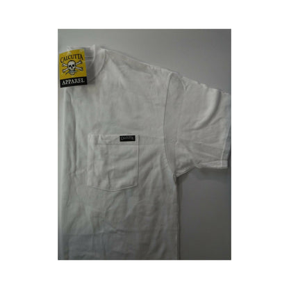 New Authentic Calcutta Short Sleeve Shirt  White/ Front Pocket/ Back Striper/Faded Logo  2XL