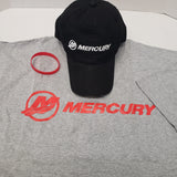 Mercury Combo Gray Shirt/Black Hat/Red Silicon Bracelet