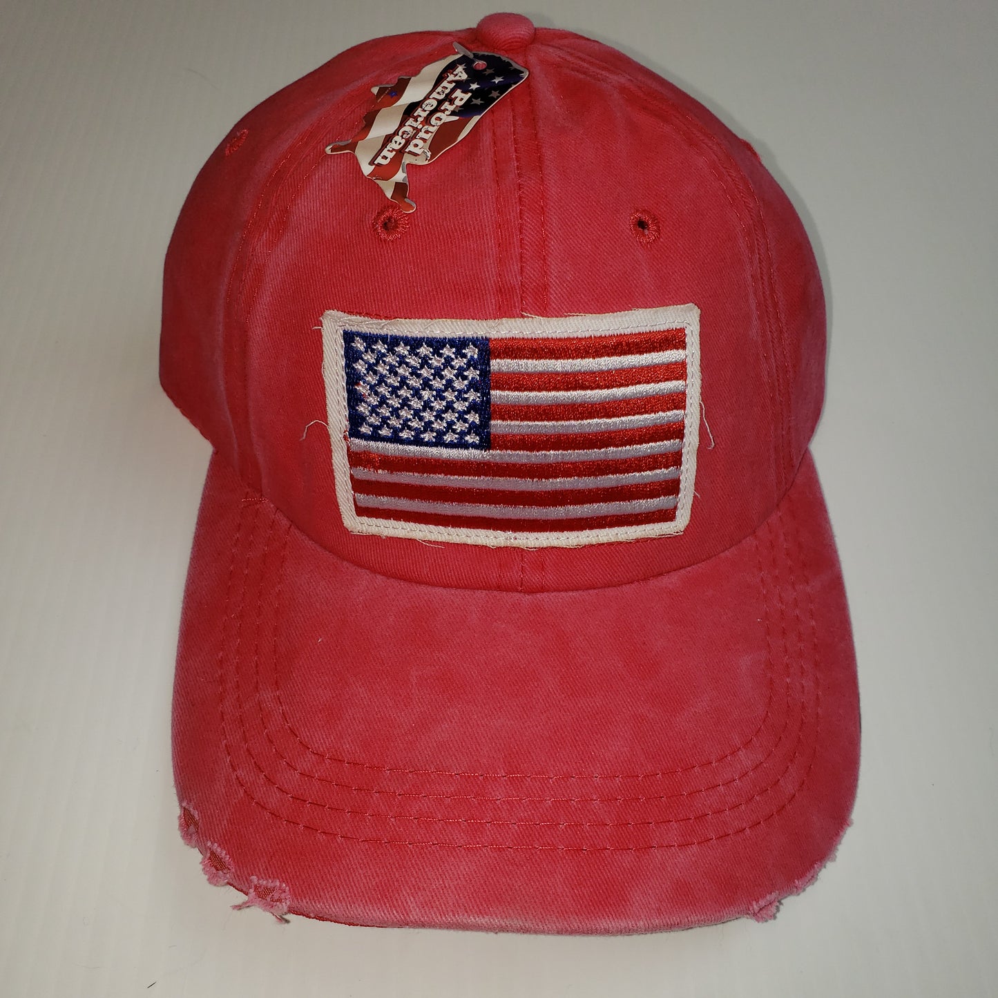 Proud American Distressed Hat w/ American Flag Patch