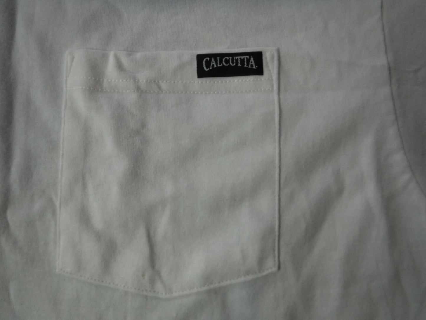New Authentic Calcutta Short Sleeve Shirt  White/ Front Pocket/ Back Striper/Faded Logo  XLarge