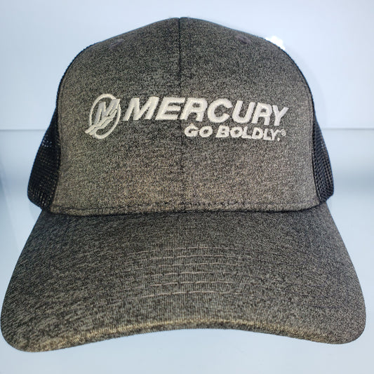 New Authentic Mercury Marine Hat Go Boldly Richardson Trucker Gray/ Black Mesh