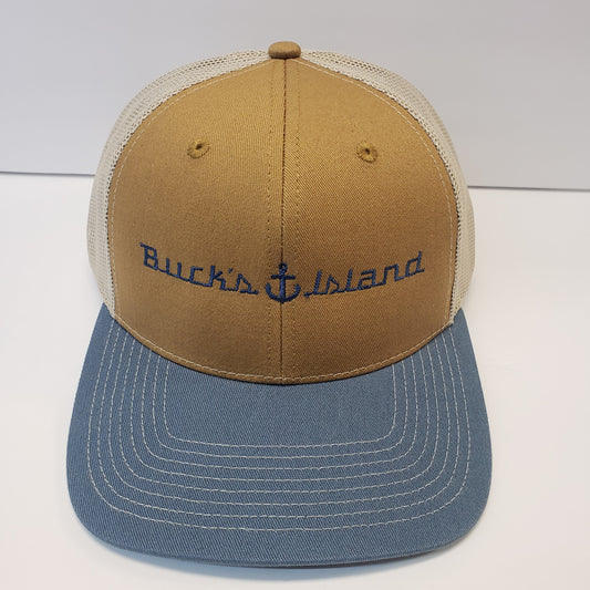 Bucks Island OC771  Hat-Slate Blue/Old Gold-Khaki Mesh