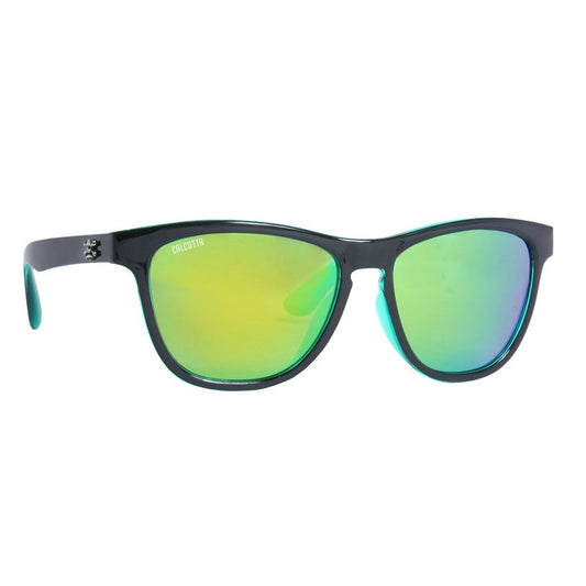 New Authentic Calcutta Cayman Sunglasses Shiny Black Frame/ Polarized Green Mirror Lens
