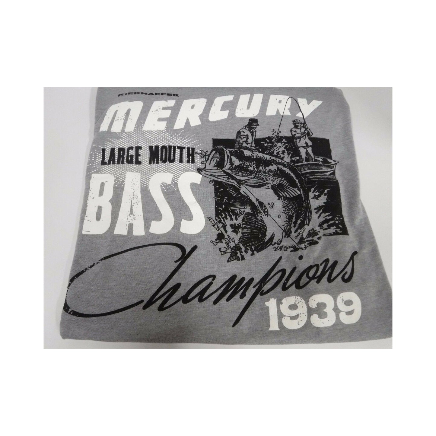 New Authentic Mercury Marine Short Sleeve Shirt Gray w/ Bass Fishing Champions 1939  2XL