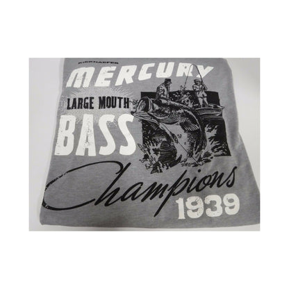 New Authentic Mercury Marine Short Sleeve Shirt Gray w/ Bass Fishing Champions 1939 Large
