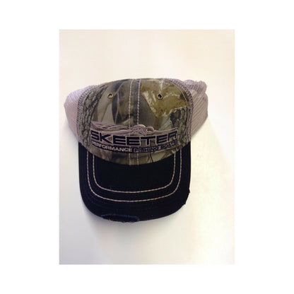 New Authentic Skeeter Distressed Hat Camo Black Bill Khaki Mesh