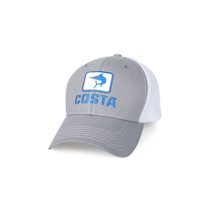 New Authentic Costa Trucker Stretch Hat Marlin -Gray with White Mesh