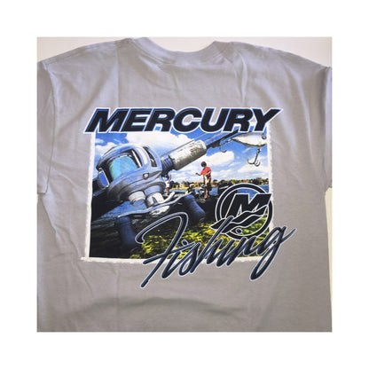 New Authentic Mercury Marine Short Sleeve Shirt "Team Mercury" on front / Man Fishing on back