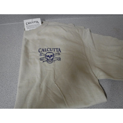 New Authentic Calcutta Short Sleeve Shirt  Putty/ Front Small Logo/ Back Vintage Best Bait Medium