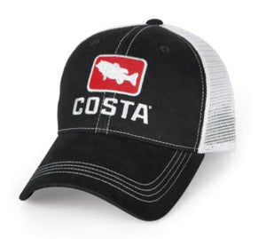 New Authentic Costa Del Mar Bass Trucker Hat Black