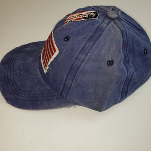 Proud American Distressed Hat w/ American Flag Patch Blue