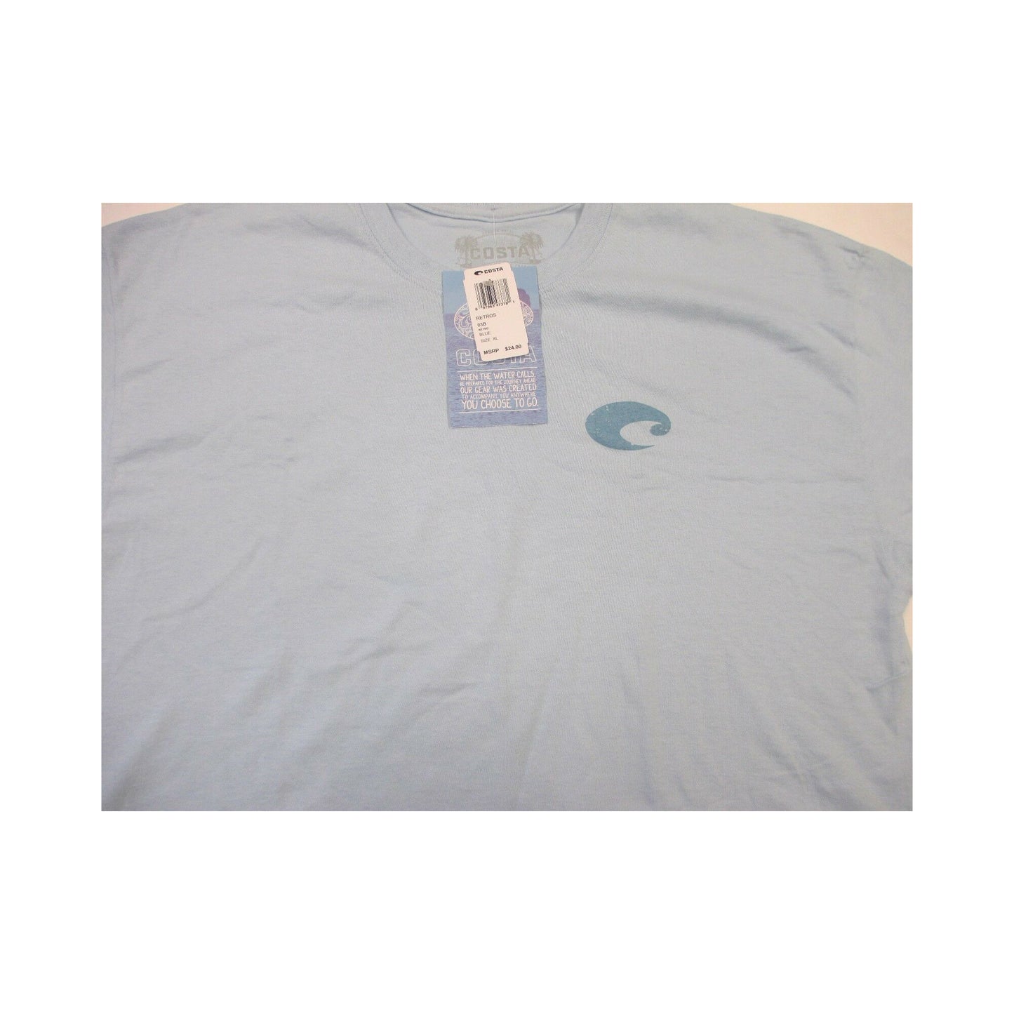 New Authentic Costa Short Sleeve T-Shirt Retro Light Blue XL