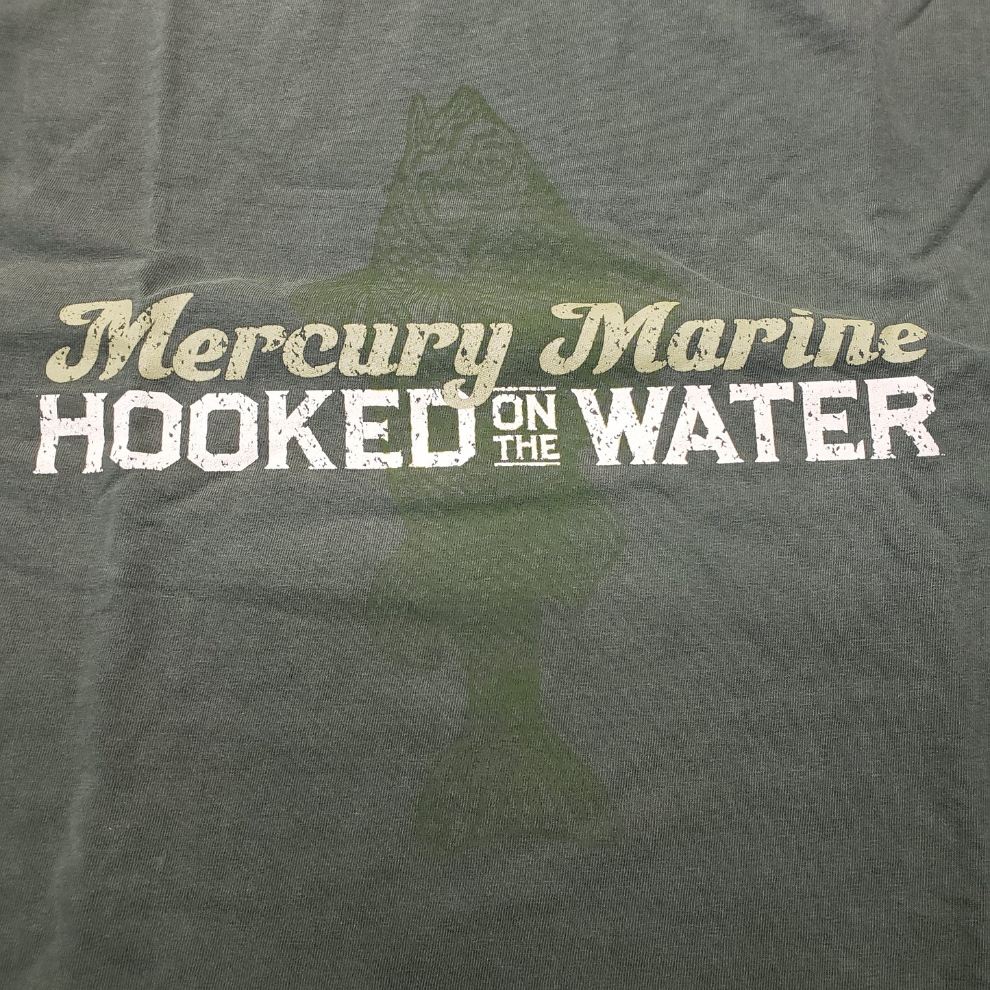 New Authentic Mercury Marine Short Sleeve Shirt Olive Green w/ Hooked On The Water 2XL