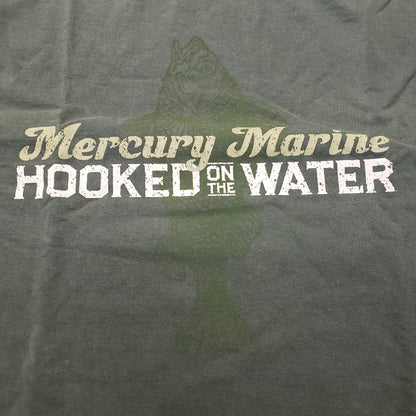 New Authentic Mercury Marine Short Sleeve Shirt Olive Green w/ Hooked On The Water Large